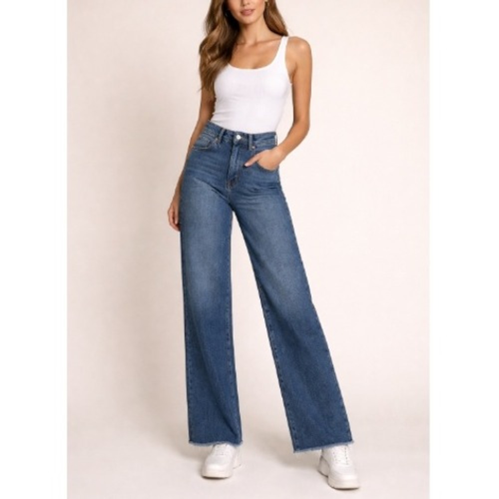 FRAME Women's Crossings Raw After Wide Leg Le Slim‎ Palazzo Jeans Size 28 NWT